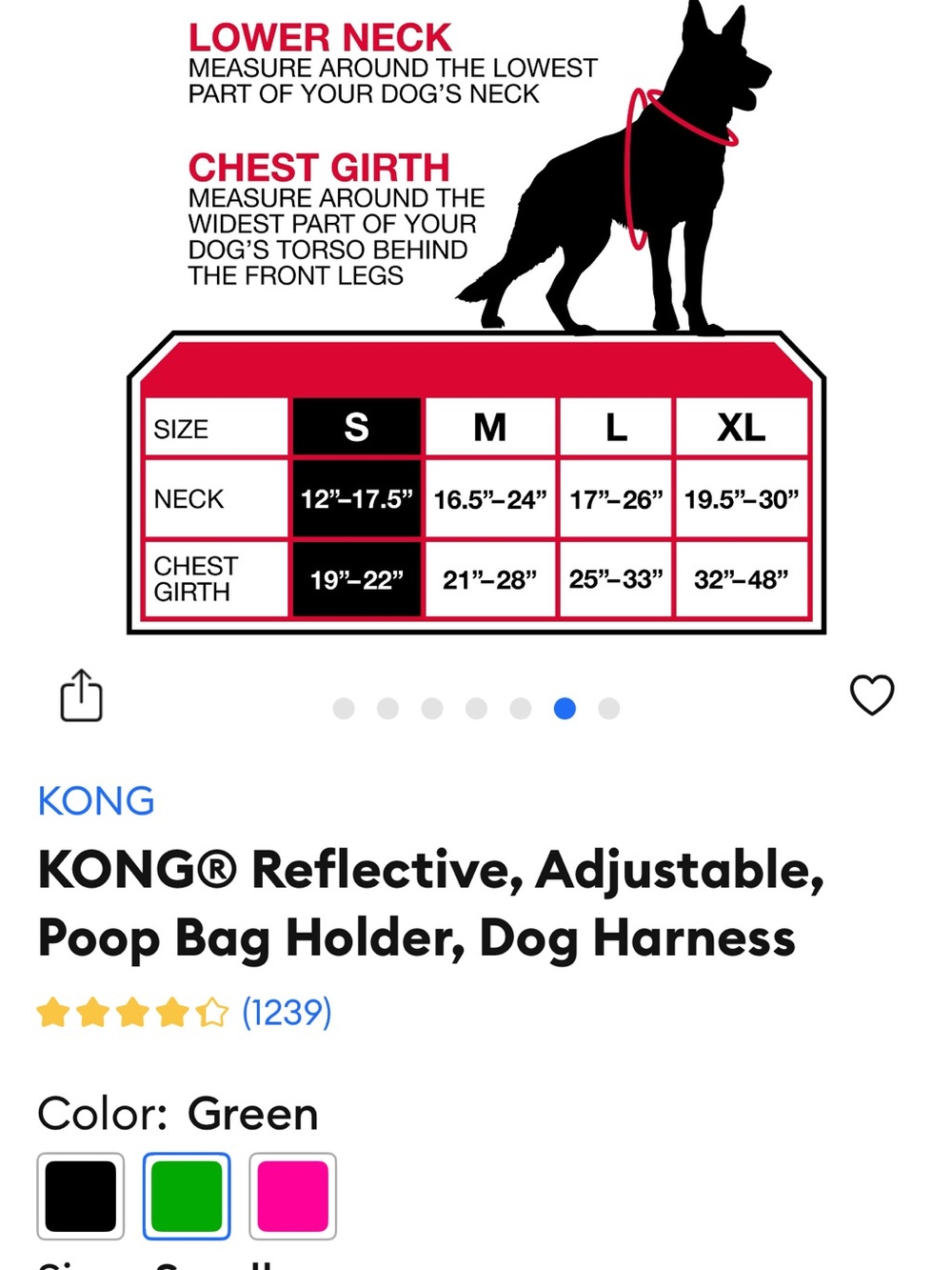 Kong Olive Green Reflective Trim Dog Harness - Picture 7 of 7